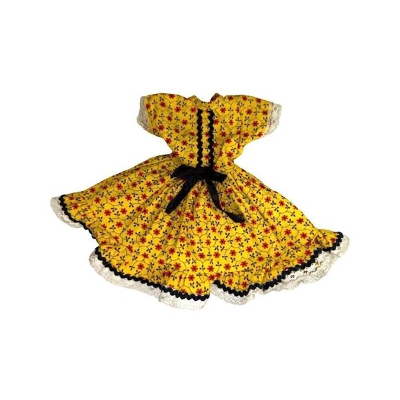 Ellie Mae Clampett Elly May Dress Only 1960s Fashion Doll Clothes Calico Yellow - Picture 8 of 9